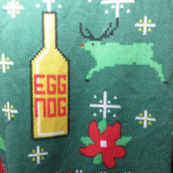 Christmas Union Suit Green Egg Nog Rum One Piece Pajamas Size Small - Picture 6 of 8